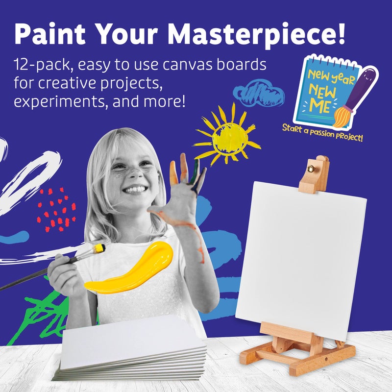 Artlicious Canvases for Painting - Pack of 12, 10 x 10 Inch Blank White Canvas Boards - 100% Cotton Art Panels for Oil, Acrylic & Watercolor Paint - Image 2